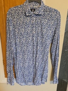 Strellson White Shirt with Blue Floral Print 15.5 39